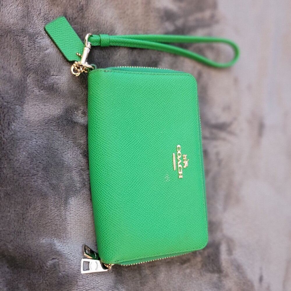 Coach Long Zip Around Wallet in Kelly Green